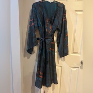 Diarrablu Sheena Wrap Dress in Teal and Orange